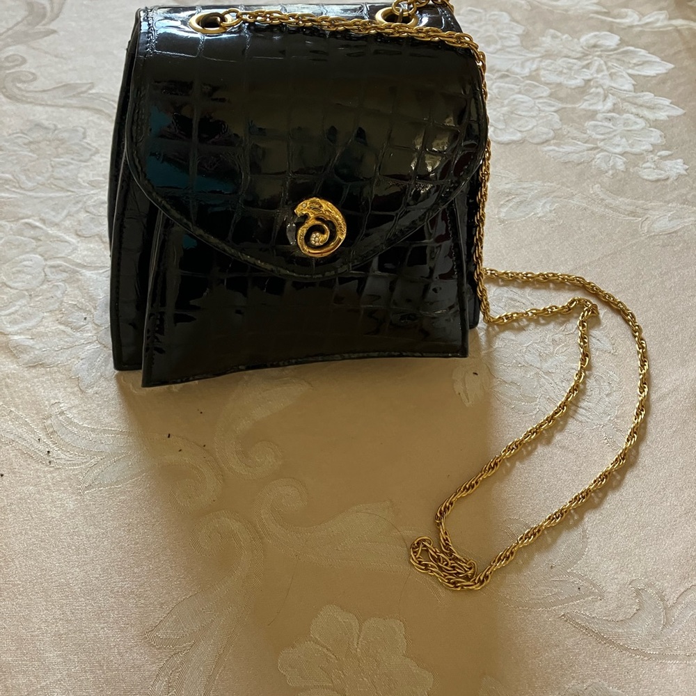 Patent evening bag